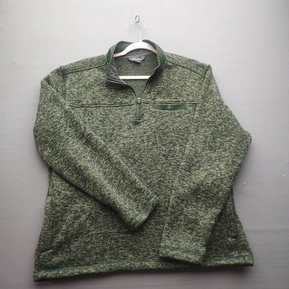 Eddie Bauer Packable Quilted Quarter‎ Zip Green Pullover Size Large